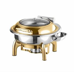 Dôme de chafing dish de luxe en acier inoxydable avec poignées dorées ornées, revêtement céramique antiadhésif, compatible four, pour buffet - Product Image 6