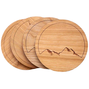 Round Wooden <b>Coaster</b> <b>Set</b> Of 4 Pcs With Wood Finished For Hot & Cold Cover Of Beverage Kitchenware <b>Coaster</b> <b>Set</b> - Product Image 5
