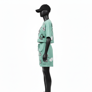 Conjunto de Top Corto y Pantalones Cortos de Felpa Francesa de Algodón Grueso GSM para Mujer, Ajuste Cómodo, Logotipo con Parche Personalizado, 100% Algodón - Product Image 3