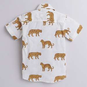 Chemise à Demi-Manches Polka Tots Imprimé Léopard-Blanc - Product Image 2