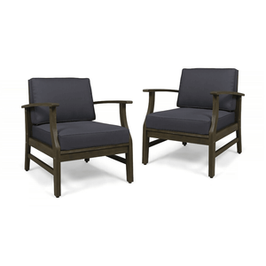 PERLA Set of 2 Dark Grey <b>Club</b> <b>Chairs</b> for Patio Elegant Outdoor Furniture - Product Image 2