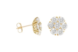 0.75 CT Lab Grown <b>Diamond</b> Cluster Stud Earrings 18K Gold Plated Luxury Modern Geometric Design for Engagement & Anniversary - Product Image 2