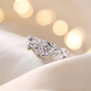 Anillo de Compromiso de Plata de Ley 925 con Circonita Cúbica de Corte Brillante de 1 Quilate, Diseño Inspirado en la Naturaleza, para Mujer - Product Image 4