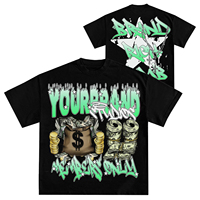 T-shirt noir à manches courtes pour homme Your Brand Studios, style streetwear, imprimé graphique monétaire, col rond, coupe classique