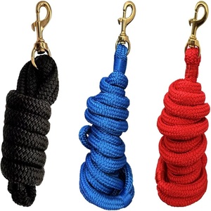 Durable Red Black Blue Nylon Poly Horse Lead Rope with Heavy Duty Brass <b>Snap</b> <b>Hook</b> Lead Rope for Horses - Product Image 6