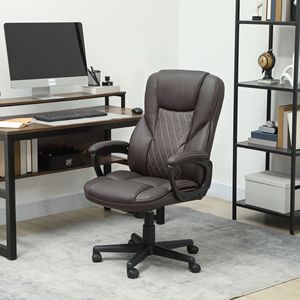 Sedia da Ufficio Direzionale Marrone Scuro Certificata BIFMA con Pelle PU, Altezza Regolabile e Ruote Girevoli - Product Image 2
