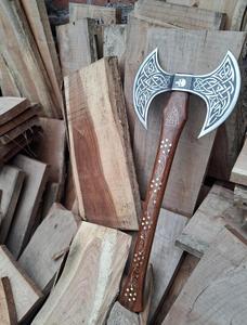 STEEL CRAFT INTERNATIONAL Hache à double tête en acier au carbone forgé à la main, 18 pouces, manche en bois de frêne pleine longueur, qualité DIY, ODM 1 - Product Image 2