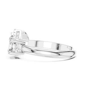 Bague de fiançailles unisexe Toi et Moi en or massif 18 carats avec diamant de laboratoire couleur E, taille poire et ronde, sertie pavé, bijou de style alliance - Product Image 4