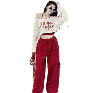 Conjuntos Casuales para Mujer, Estampado Personalizado, Pantalones Cortos por Encima de la Rodilla, Dos Piezas, Cintura Alta, Tela de Algodón y Elastano, Top de Manga Larga, Ecológico - Product Image 1