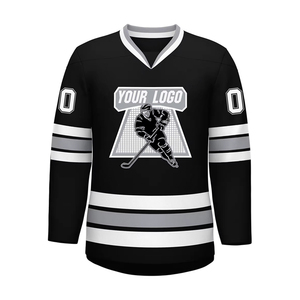 Maillot de hockey sur glace personnalisé, dernier style, violet, blanc et gris, sublimation, ensemble avec nom d'équipe OEM - Product Image 4