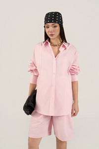 ชุดเซ็ต 2 ชิ้น เสื้อแขนยาวผ้าป๊อปลิน 100% คอตตอน ซักเอนไซม์แล้ว ระบายอากาศดี ทรงเข้ารูป พร้อมกางเกงขาสั้นเบอร์มิวด้าสำหรับผู้หญิง - Product Image 4