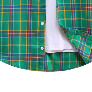 Camisa de Franela de Algodón a Cuadros de Color Verde, la Más Vendida, con Botones y Ojales - Product Image 6