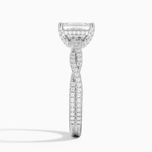 SOJ Ring 007 Emerald Cut Rhodium Plated Luxe Petite Twisted Vine Moissanite Eternity <b>Band</b> GRA Certified 2ct D <b>Wedding</b> Ring - Product Image 3