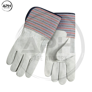 Guantes de Trabajo de Cuero Resistentes, Reforzados en la Palma, con Puño de Lona, para Uso General, Construcción, Manipulación de Materiales Industriales - Product Image 3