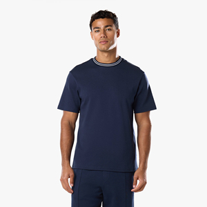 Camiseta de manga corta de algodón doble para hombre, estilo americano, de marca transfronteriza, color liso, holgada - Product Image 1