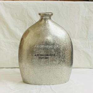 Speckled Metallic Bud <b>Vase</b> Frosted Silver Bottle Centerpiece Contemporary Oval Metal <b>Vase</b> for Living Room & Hotel Staging Decor - Product Image 4
