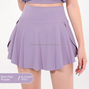 Ensemble jupe de badminton pour femmes, 2 pièces, couleur unie, coton respirant, pour entraînement en salle de sport - Product Image 5
