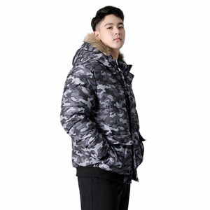 Blouson matelassé personnalisé pour homme, hiver, camouflage, à capuche, avec fourrure, imperméable, coupe-vent, logo personnalisé, vêtement d'extérieur - Product Image 3