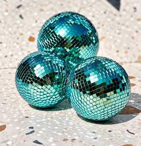 Teal Blue Mirror <b>Disco</b> <b>Ball</b> Ornament Custom Tiled Holiday Christmas Party Decoration Retro Glam Table Centerpiece Reflective - Product Image 1
