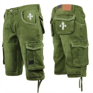Pantalones Cortos de Mezclilla para Hombre, de Alta Calidad, con Estampado de Serigrafía, Estilo Jeans, de Pierna Ancha, Material Spandex/Poliéster - Product Image 1