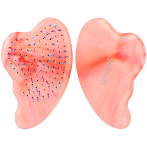 Brosse de massage du cuir chevelu en plastique à double bristle TONG FONG Gem Tips 18264RSC6 avec logo personnalisé et finition marbrée pour le soin du cuir chevelu - Product Image 1