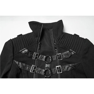 Gabardina Negra de Piel Sintética para Mujer - Estilo Gótico Rock de Longitud Completa con Doble Botonadura - Product Image 4