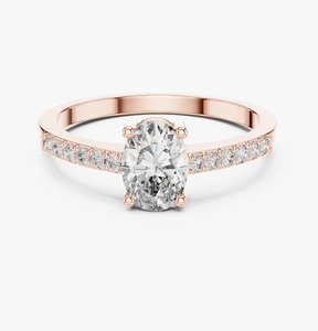 Bague de fiançailles en or jaune 9 carats avec diamant ovale de 1,50 carat cultivé en laboratoire, sertie pavé, bijoux de mariée personnalisés, vente en gros - Product Image 5