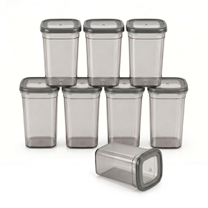 Conteneur de rangement de cuisine en PET transparent 1000 ml pour céréales, fruits secs, collations et conservation des aliments - Product Image 1