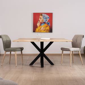 Mesa de comedor Vandana Ivory Frame de 120 cm en madera de acacia con patas cruzadas de metal 3D - Product Image 1