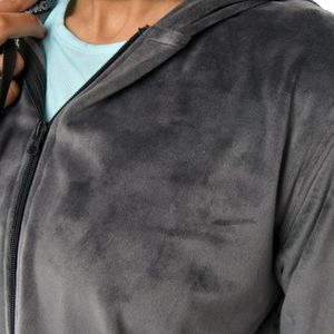 Women Grey Luxe <b>Zipper</b> <b>Jacket</b>, Premium Casual Full Zip Outerwear, Stylish Lightweight Windbreaker Coat for Everyday Fashion - Product Image 6