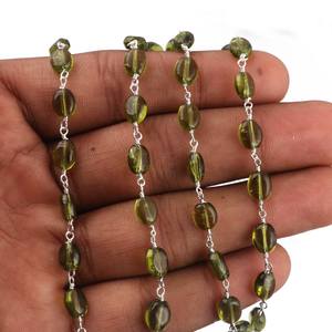 Chaîne de perles en péridot vert olive naturel, style chapelet, finition brillante, pour la fabrication de colliers et de bracelets, fournitures de bijouterie - Product Image 2