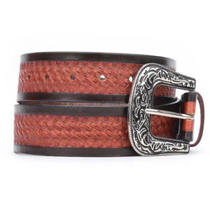 เข็มขัดหนังวัวพร้อมสายคาดมือแบบตะวันตกประดับลูกปัดเข็มขัดแกะสลักแบบตะวันตก - Product Image 2