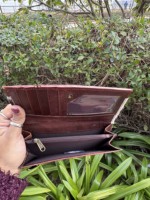 Dompet Kulit Sapi Gaya Barat, Tas Selempang, Tempat Ponsel, Dompet Kulit Berbulu Cokelat, Dompet Kulit Bergaya, Hadiah untuk Wanita