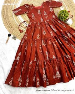 Best Quality Cotton with Warli Art-Hand <b>Block</b> <b>Print</b> Tiered-Flared-Elbow Sleeve Readymade Kurti Collection Wholesale Supply - Product Image 2