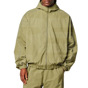 ชุดวอร์มลำลองสำหรับฤดูหนาว เสื้อแจ็คเก็ตมีฮู้ดแบบมีซิปและกางเกงขายาว ผ้าโพลีเอสเตอร์/คอตตอน ทรงโอเวอร์ไซส์ สำหรับผู้ชาย - Product Image 2