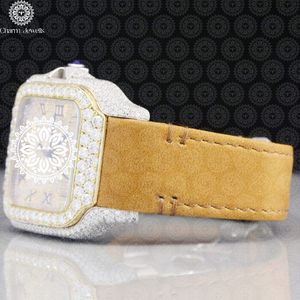 Charm Jewells Montre carrée mécanique de luxe pour hommes, incrustée de diamants, analogique, boîtier en acier inoxydable, bracelet en acier inoxydable, 38mm, 10 - Product Image 2