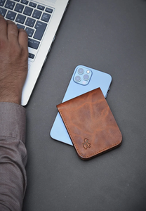 กระเป๋าสตางค์หนังแท้แบบพับสองตอน รุ่นพรีเมียม โครเมี่ยม แทน ทำมือ ทรงบาง ทนทาน คลาสสิก เรียบง่าย - Product Image 6