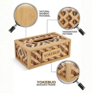 Wholesale Custom Handmade Bamboo Tissue Box Rectangular Wood <b>Napkin</b> Holder Eco Friendly Home Hotel Car Decor Paper <b>Dispenser</b> OEM - Product Image 2