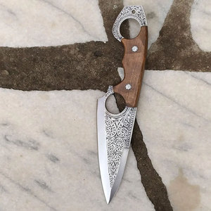 Couteau Karambit de style nouveau, Full Tang, avec gravure artisanale, design unique, couteau avec étui en cuir, couteau de chasse, couteau de camping - Product Image 3