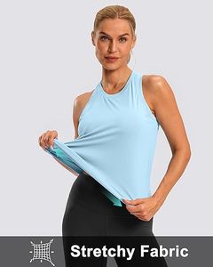 Women's Light Blue <b>Racerback</b> Tank <b>Top</b> Solid Color Breathable Knitted Sporty Regular Length - Product Image 5