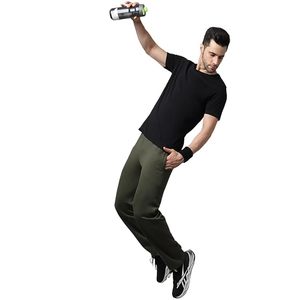 Pantalones Deportivos Sólidos para Hombre, Mezcla de Algodón y Poliéster, Tejido Transpirable, Pantalones Casuales con Cordón Ajustable, Puños Elásticos y Bolsillos Laterales - Product Image 5