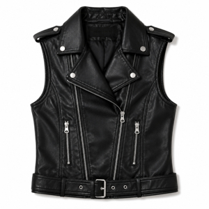 Chaleco de Cuero para Mujer, Precio Directo de Fábrica, Cuero Suave, Casual, Ajustado, Sin Mangas, Estilo Motero, en Venta - Product Image 4