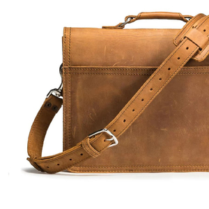 Custom Retro Genuine Leather <b>Briefcase</b> High Quality New Fashion Trends-Laptop Conference Bag with Polyester Lining for Men Women - Product Image 6