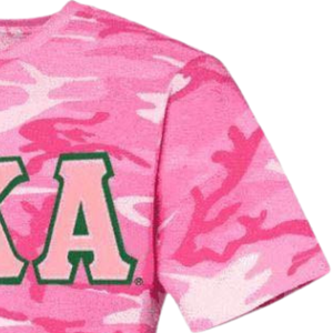 เสื้อยืดลายพรางตัวอักษร AKA สีชมพูพิมพ์ลายตัวอักษรสีเขียวคอกลมแขนสั้นลำลองเสื้อยืดสตรีนักศึกษา - Product Image 5