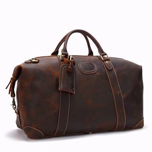 Bolsa de viaje grande de cuero genuino vintage para hombre, bolsa de equipaje para fin de semana - Product Image 1