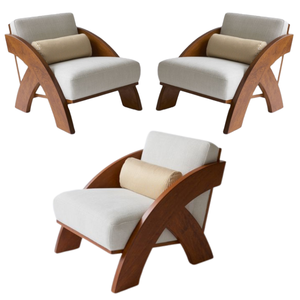 Sofá de un asiento de madera maciza Sofá de jardín de madera moderno Diseño de asiento individual para muebles de exterior y Villa - Product Image 6