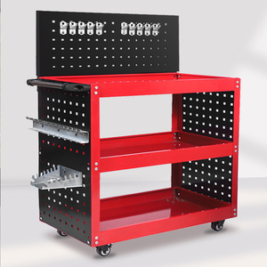 Industrial Heavy Duty Cold Rolled Steel Rolling <b>Tool</b> <b>Cart</b> 4-Drawer Pegboard Backboard Locking System 300kg Load Capacity OEM - Product Image 1
