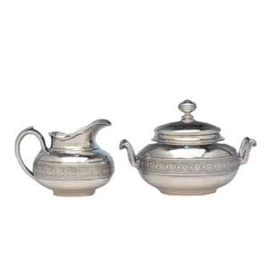 Set Of 2 Metal Stainless Steel Creamer and Sugar Bowl Set Wedding Silverware Mirror Polished Kitchenware Accessories