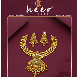 Collar tradicional antiguo de oro con diseño de templo, gargantilla nupcial, pendientes hechos a mano, joyería sureña india para mujer, festiva - Product Image 2