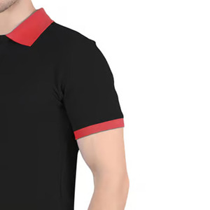 Men's Regular Fit Solid Color Pique Polo Shirt Short Sleeve Contrast Trim Casual Wear Turn <b>Down</b> Collar Navy Red - Product Image 4